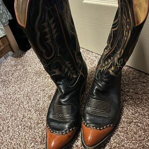 Tony Lama Tan and Black Cowboy Boots